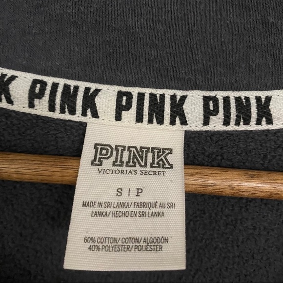Victorias Secret Pink Logo Snap Up Gray Sweatshirt - Picture 4 of 9